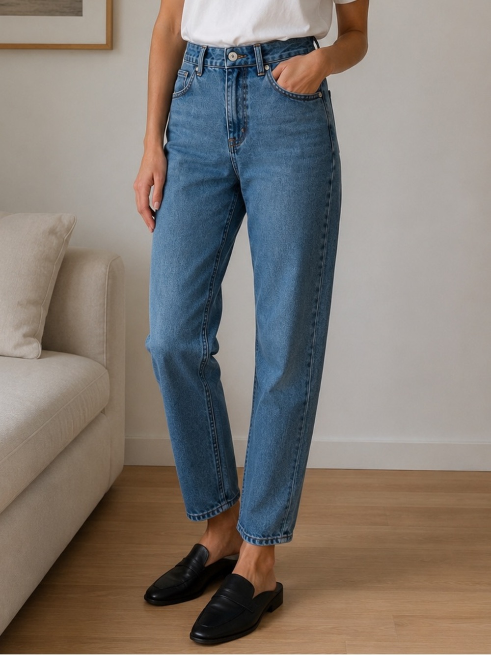Frank And Oak High Rise Mom Jeans Light Wash Size 28 Minimalist Casual Capsule